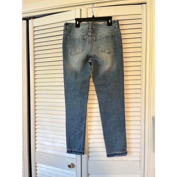 Soft Surroundings Jeans Mid Rise Raw Hem Denim Straight Leg 4 Stretch Zipper - Picture 4 of 7